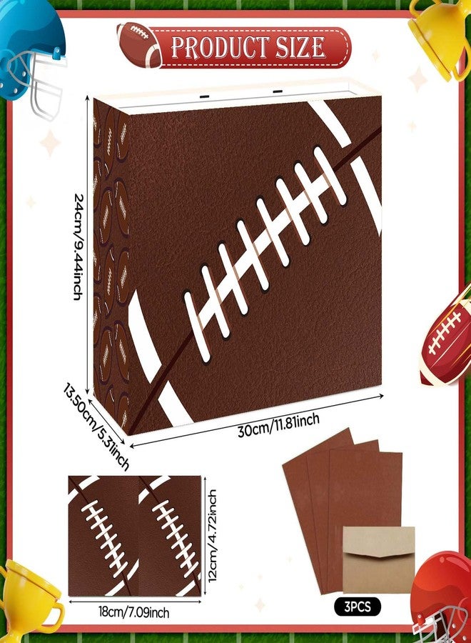 GOLDCROW Large Football Gift Bag with Greeting Card Tissue Paper Birthday Gift Bag for Boys Teens kids – Football Goodie Bags for Team Snacks – Medium Brown Paper Gift Bags with Handles for Sports Party - Image 4